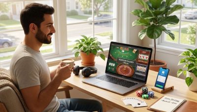 an online casino player taking a break from gaming